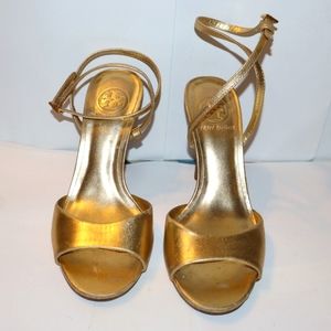 Tory Burch gold heels